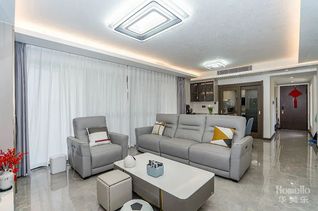 106㎡四居，簡(jiǎn)約與色彩的和諧搭配，合理軟裝布局實(shí)用性拉滿